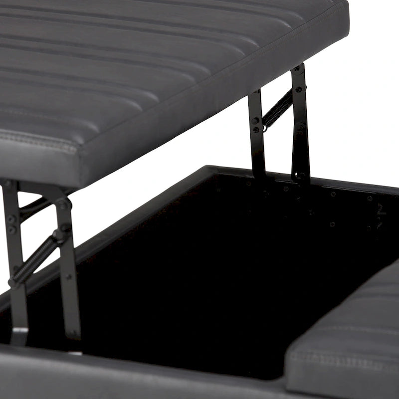 Pouf de table carré de 36 pouces – Style contemporain, similicuir végétalien