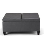 Pouf de table carré de 36 pouces – Style contemporain, similicuir végétalien