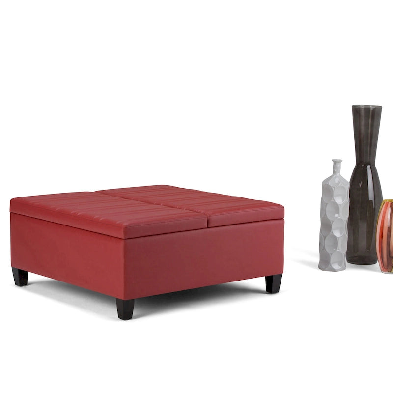 Pouf de table carré de 36 pouces – Style contemporain, similicuir végétalien