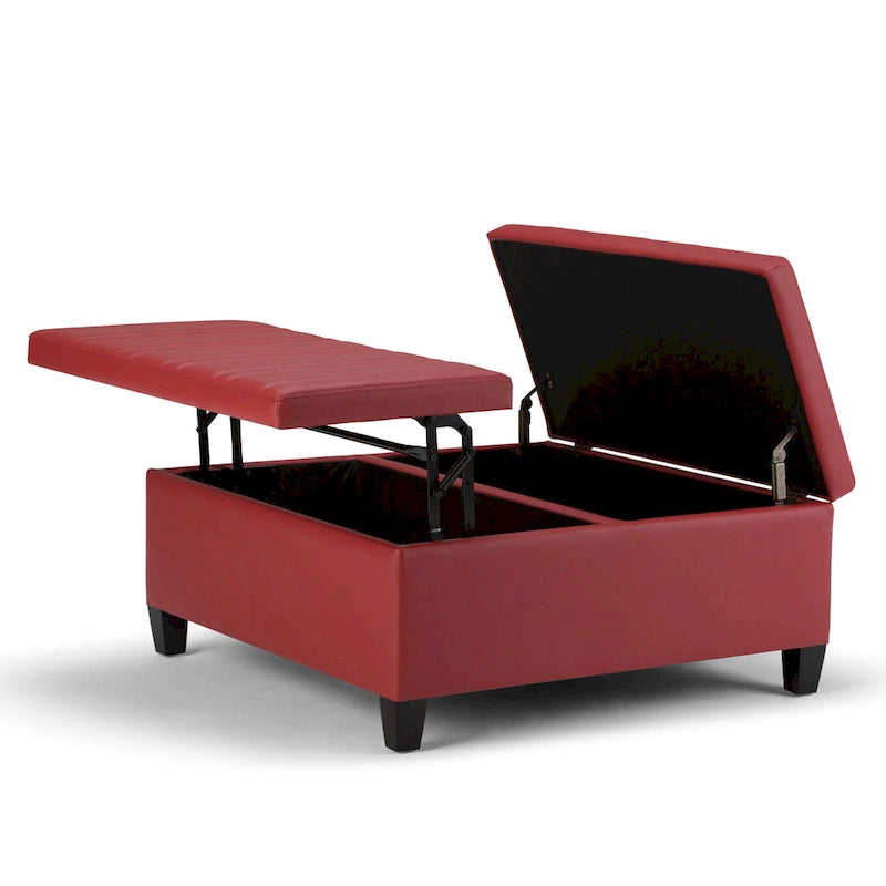 Pouf de table carré de 36 pouces – Style contemporain, similicuir végétalien