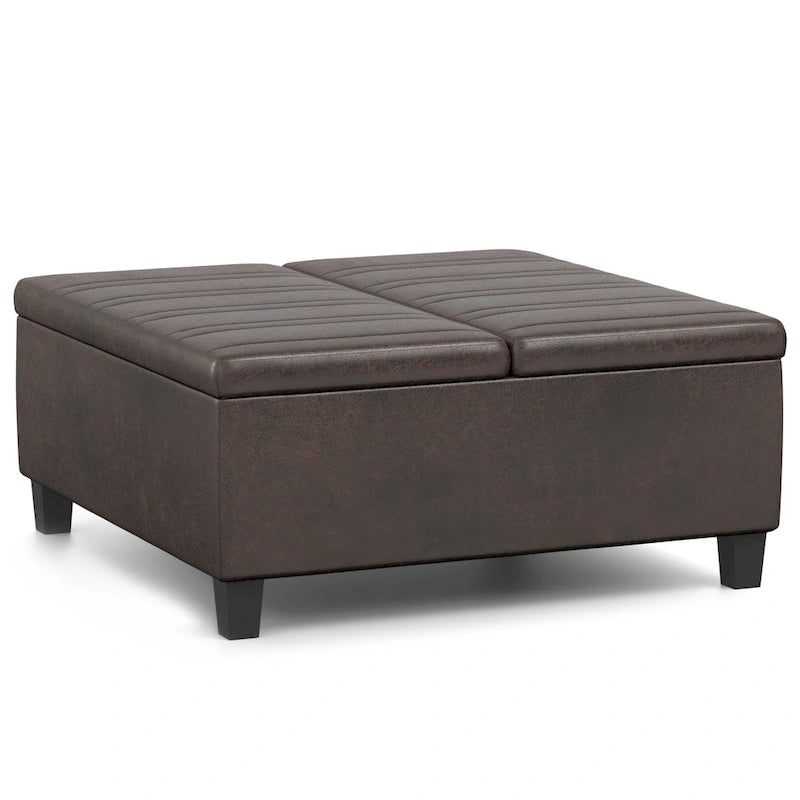 Pouf de table carré de 36 pouces – Style contemporain, similicuir végétalien
