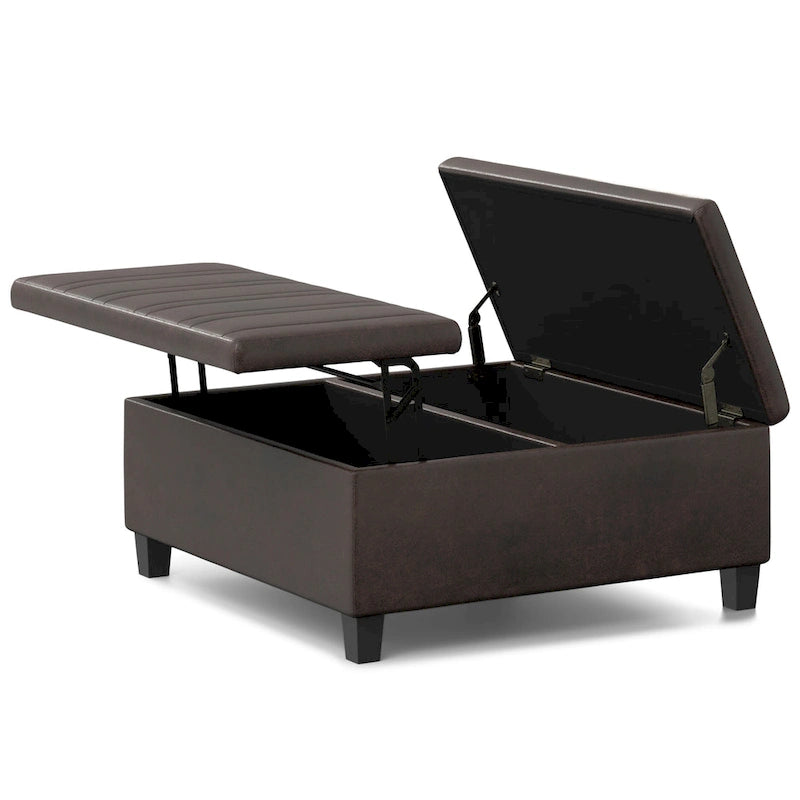 Pouf de table carré de 36 pouces – Style contemporain, similicuir végétalien