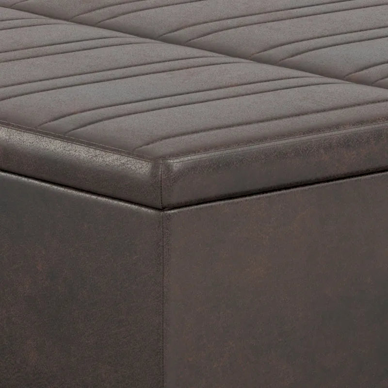 Pouf de table carré de 36 pouces – Style contemporain, similicuir végétalien