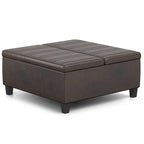 Pouf de table carré de 36 pouces – Style contemporain, similicuir végétalien