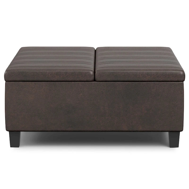 Pouf de table carré de 36 pouces – Style contemporain, similicuir végétalien