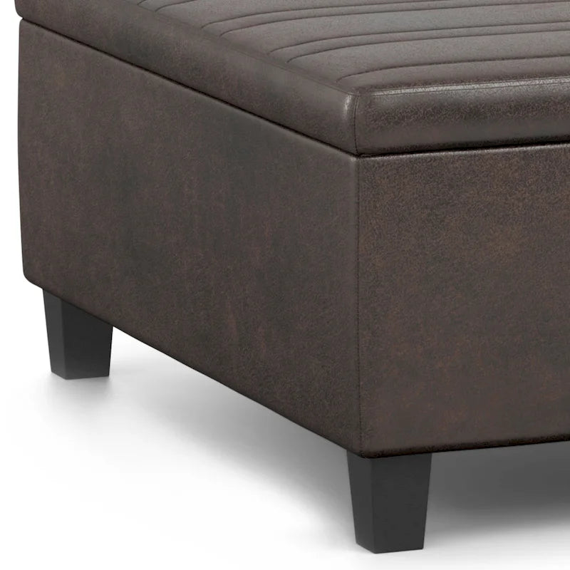 Pouf de table carré de 36 pouces – Style contemporain, similicuir végétalien