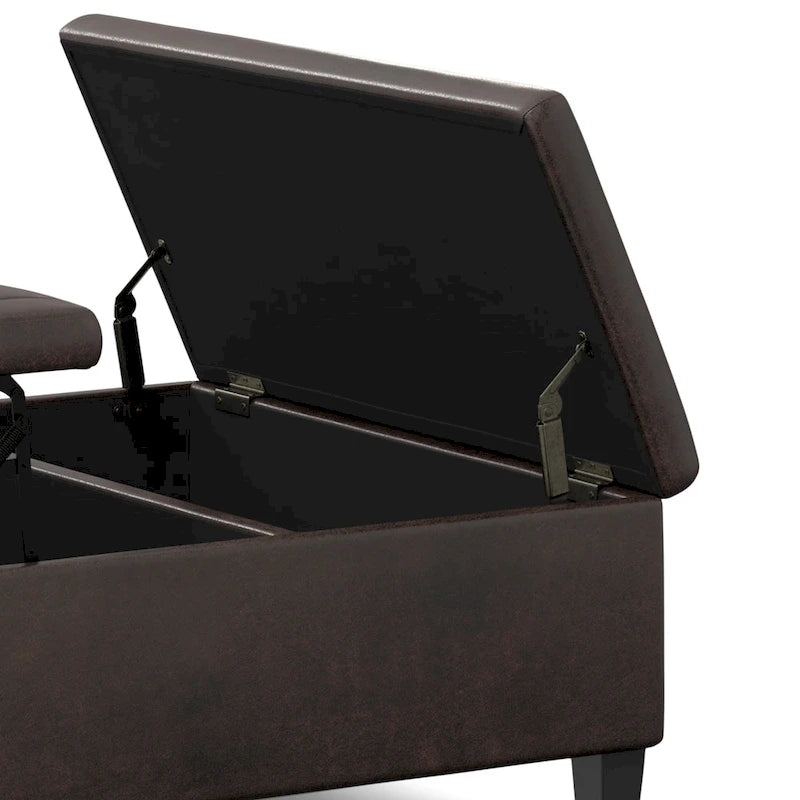 Pouf de table carré de 36 pouces – Style contemporain, similicuir végétalien