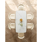 Table à manger moderne et élégante avec plateau rectangulaire en ardoise blanche