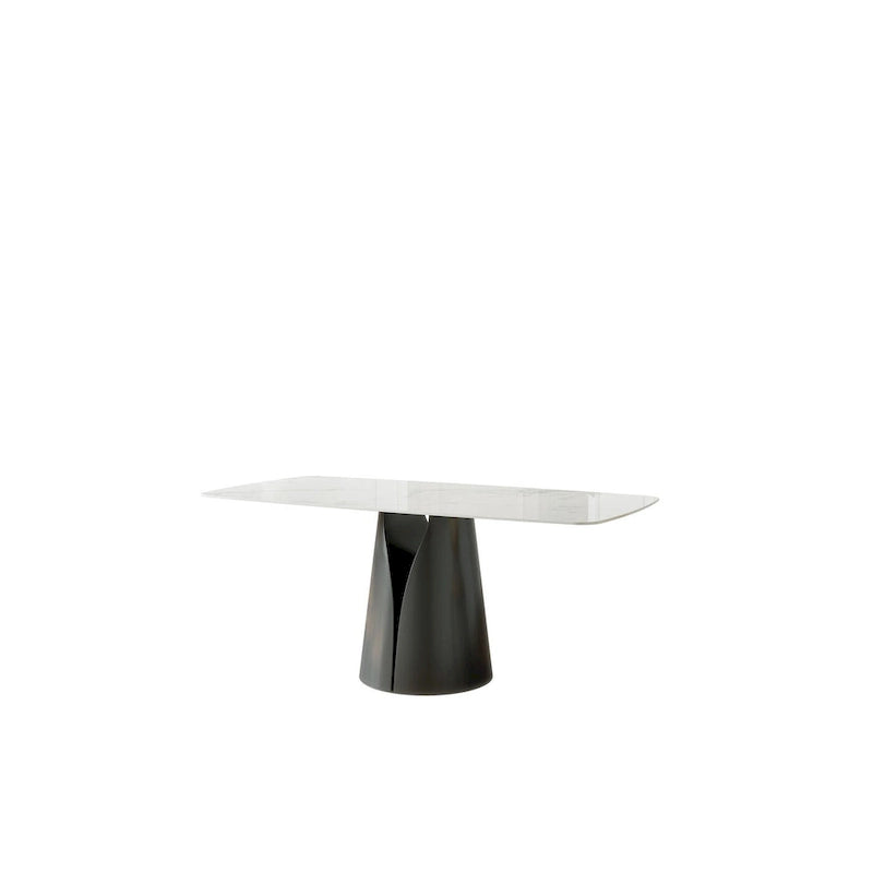 Table à manger moderne et élégante avec plateau rectangulaire en ardoise blanche