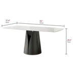 Table à manger moderne et élégante avec plateau rectangulaire en ardoise blanche