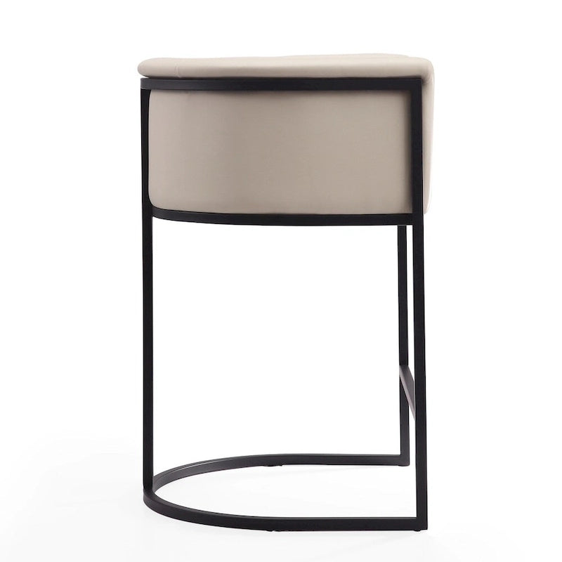 Tabouret de comptoir Mid-Century Modern avec similicuir et cadre en acier noir