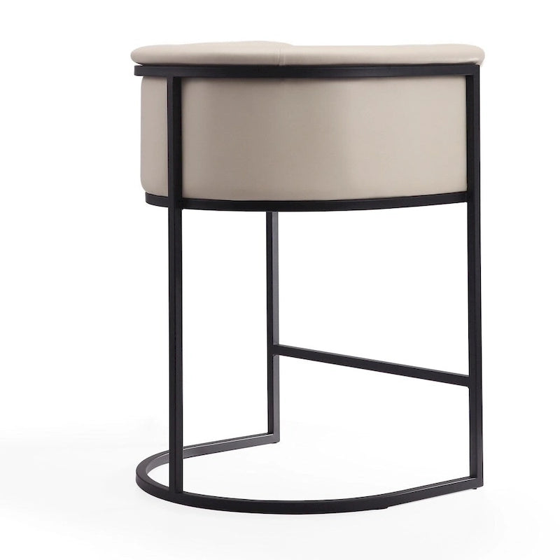 Tabouret de comptoir Mid-Century Modern avec similicuir et cadre en acier noir