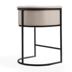 Tabouret de comptoir Mid-Century Modern avec similicuir et cadre en acier noir