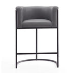 Tabouret de comptoir Mid-Century Modern avec similicuir et cadre en acier noir