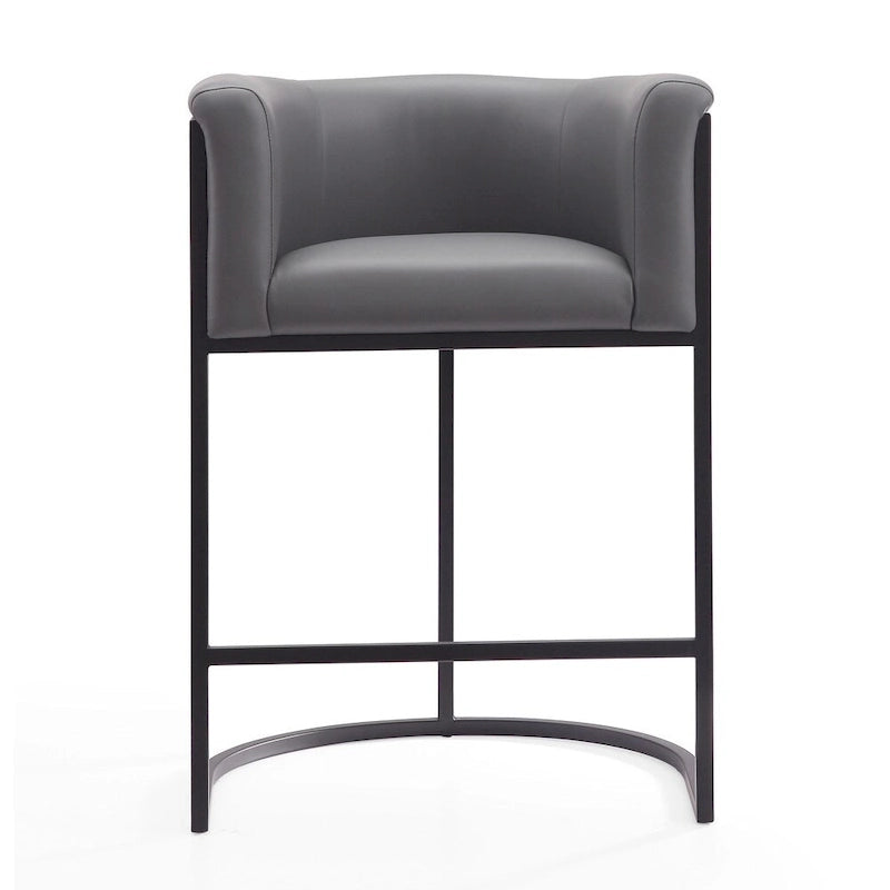 Tabouret de comptoir Mid-Century Modern avec similicuir et cadre en acier noir