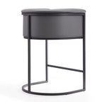 Tabouret de comptoir Mid-Century Modern avec similicuir et cadre en acier noir