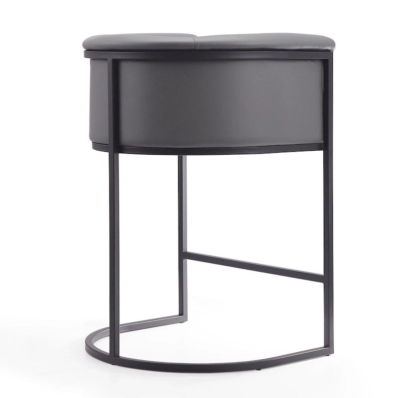 Tabouret de comptoir Mid-Century Modern avec similicuir et cadre en acier noir