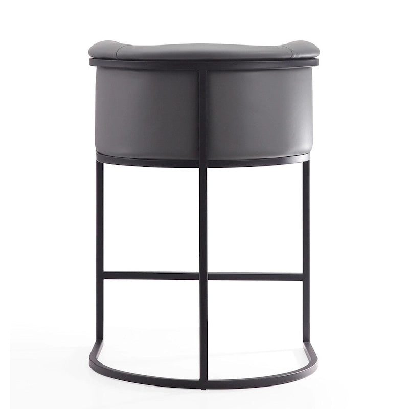 Tabouret de comptoir Mid-Century Modern avec similicuir et cadre en acier noir