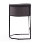 Tabouret de comptoir Mid-Century Modern avec similicuir et cadre en acier noir