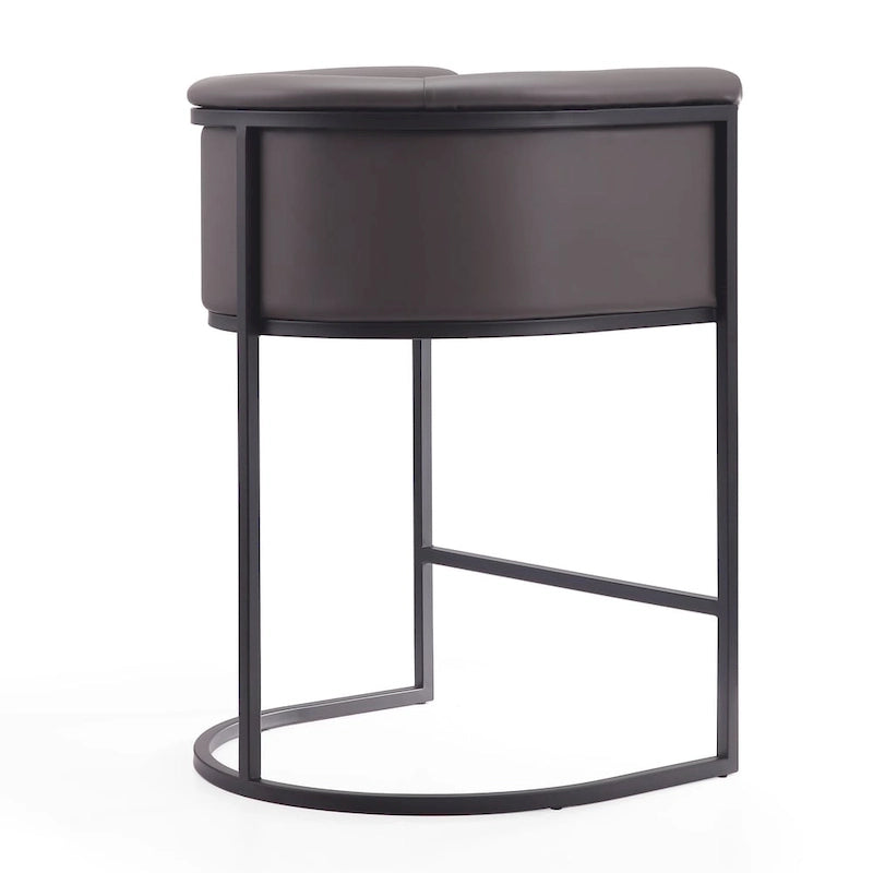 Tabouret de comptoir Mid-Century Modern avec similicuir et cadre en acier noir