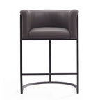 Tabouret de comptoir Mid-Century Modern avec similicuir et cadre en acier noir