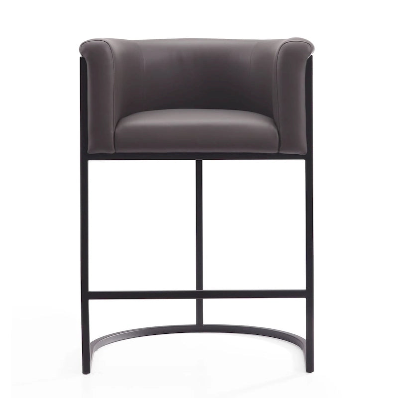 Tabouret de comptoir Mid-Century Modern avec similicuir et cadre en acier noir