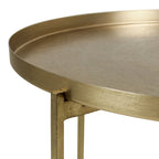 Table d'appoint en laiton antique avec plateau amovible et motif floral gravé à la main