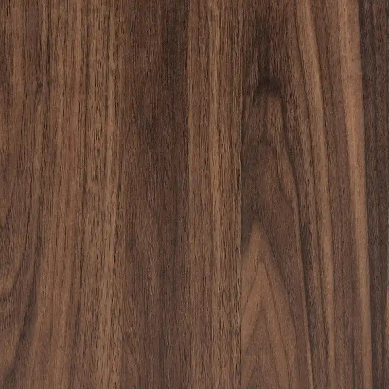 Table d'appoint moderne à 1 tiroir en noyer brun et métal noir avec étagère ouverte