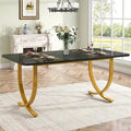Table de salle à manger rectangulaire noire de 160 cm pour 4 à 6 personnes, table de cuisine moderne de 160 cm