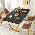 Table de salle à manger rectangulaire noire de 160 cm pour 4 à 6 personnes, table de cuisine moderne de 160 cm