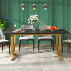 Table de salle à manger rectangulaire noire de 160 cm pour 4 à 6 personnes, table de cuisine moderne de 160 cm