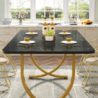 Table de salle à manger rectangulaire noire de 160 cm pour 4 à 6 personnes, table de cuisine moderne de 160 cm