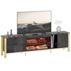 Meuble TV moderne pour téléviseurs de 75/ 80/ 85 pouces avec 2 tiroirs - 203 cm