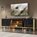 Meuble TV moderne pour téléviseurs de 75/ 80/ 85 pouces avec 2 tiroirs - 203 cm