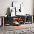 Meuble TV moderne pour téléviseurs de 75/ 80/ 85 pouces avec 2 tiroirs - 203 cm