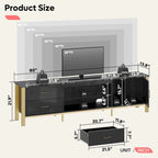 Meuble TV moderne pour téléviseurs de 75/ 80/ 85 pouces avec 2 tiroirs - 203 cm