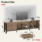 Meuble TV moderne pour téléviseurs de 75/ 80/ 85 pouces avec 2 tiroirs - 203 cm