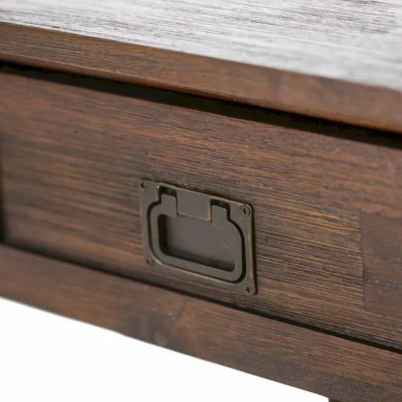Bout de canapé carré en bois d'acacia massif avec tiroir et étagère ouverte, 55,8 cm