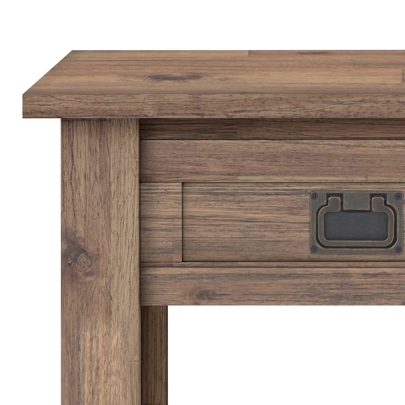 Bout de canapé carré en bois d'acacia massif avec tiroir et étagère ouverte, 55,8 cm