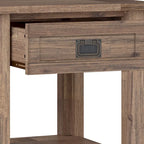 Bout de canapé carré en bois d'acacia massif avec tiroir et étagère ouverte, 55,8 cm