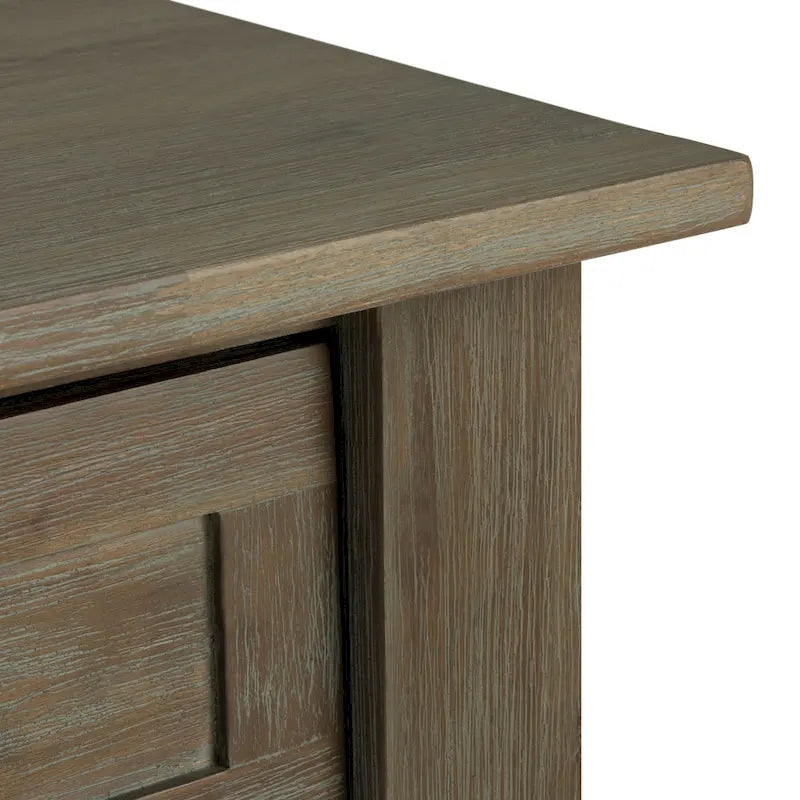 Bout de canapé carré en bois d'acacia massif avec tiroir et étagère ouverte, 55,8 cm