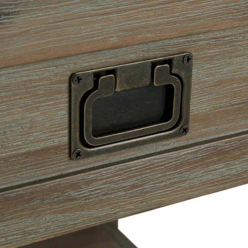 Bout de canapé carré en bois d'acacia massif avec tiroir et étagère ouverte, 55,8 cm