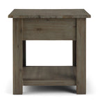 Bout de canapé carré en bois d'acacia massif avec tiroir et étagère ouverte, 55,8 cm