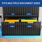 Classeur latéral à 2 tiroirs avec éclairage LED – Cadre doré, design cannelé