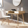 Bureau de travail moderne du milieu du siècle de 119 cm avec 2 tiroirs et une étagère ouverte