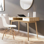 Bureau de travail moderne du milieu du siècle de 119 cm avec 2 tiroirs et une étagère ouverte