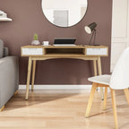Bureau de travail moderne du milieu du siècle de 119 cm avec 2 tiroirs et une étagère ouverte