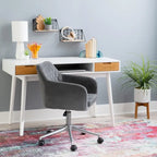 Bureau de travail moderne du milieu du siècle de 119 cm avec 2 tiroirs et une étagère ouverte