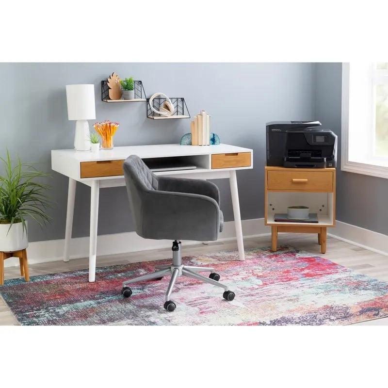 Bureau de travail moderne du milieu du siècle de 119 cm avec 2 tiroirs et une étagère ouverte