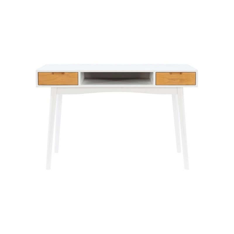 Bureau de travail moderne du milieu du siècle de 119 cm avec 2 tiroirs et une étagère ouverte